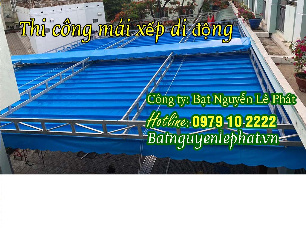 thi-cong-3 May Bạt Che Nắng, Đơn Vị Thi Công Mái Bạt Che, Mái Xếp Di Động Tại Nha Trang